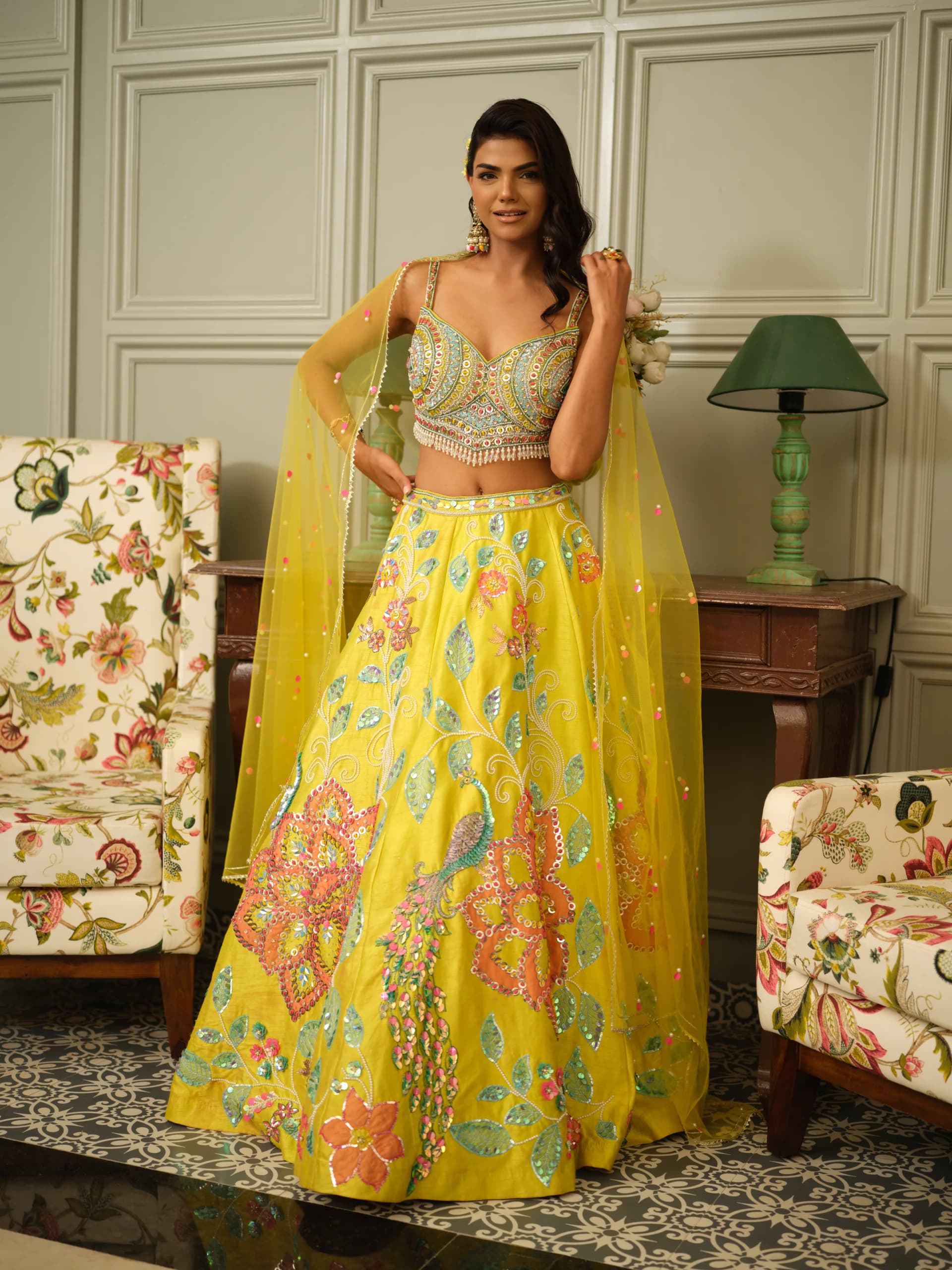 Marigold Mirror Lehenga