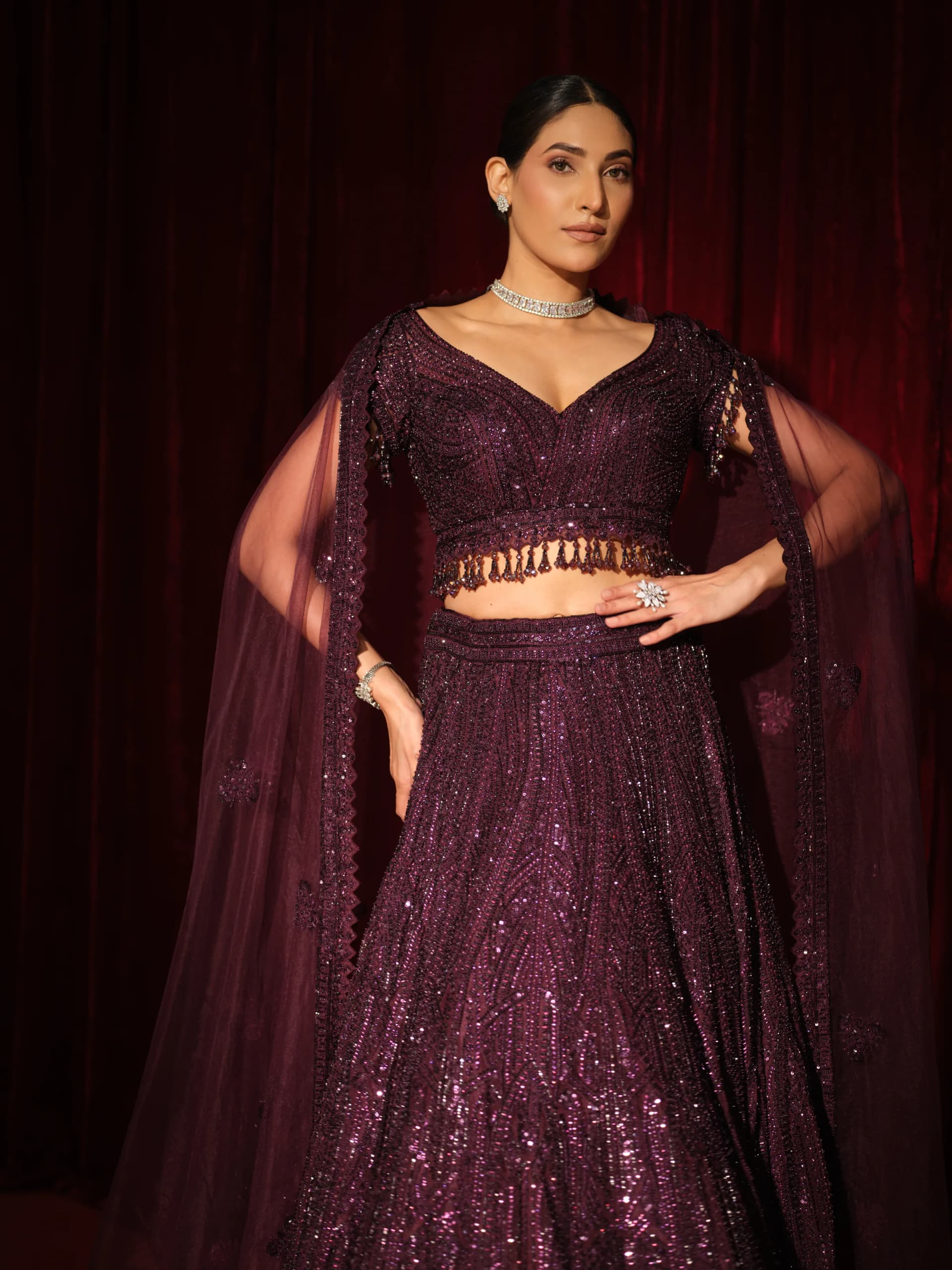 Merlot Sequin Lehenga
