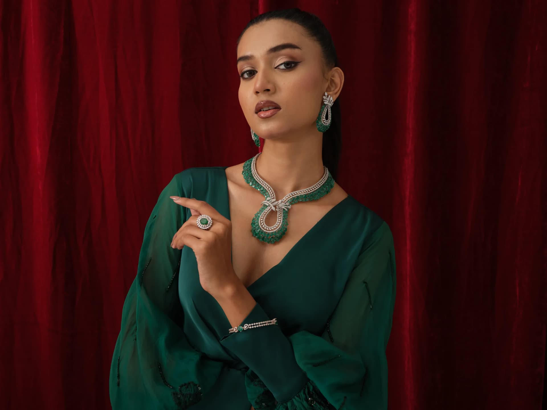 Emerald Drape Gown